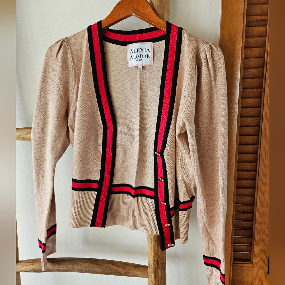 ALEXIA ADMOR Contrast Trim Cardigan